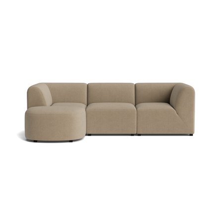 Napoli 3 personers sofa, inkl. puf - Wave Mørk Beige - 247x86/150x76 - Sofa, 3 personers sofa