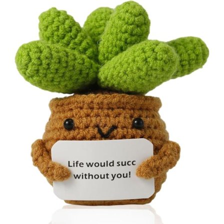 Hæklet Potteplanter, Kreative Strikkede Potteplanter Mini Søde Emotionelle Positive Sukkulenter Positivt Liv Kartoffel Dukke Ornamenter Gaver til 