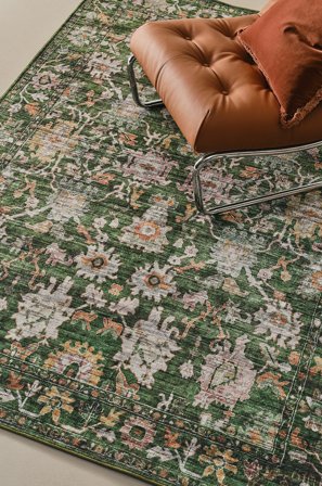 Jotex - Teppe Med Luv Polyester Grønn/multi IRENA - Kjøp Glattvevde tepper hos Jotex