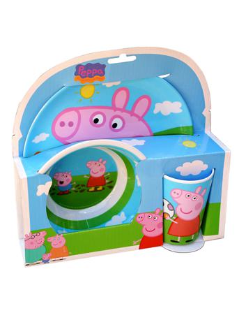 Peppa Pig 3 Pcs Melamine Set Home Meal Time Dinner Sets Multi/mønstret Gurli Gris
