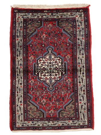 Orientalischer Asadabad Teppich 80X124 Schwarz/Dunkelrot Wolle, Persien/Iran
