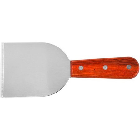 Rostfri spatel, metallspatlar vändare skrapa för gjutjärnspanna, grillspatel med trähandtag, medelstor halvrund spade
