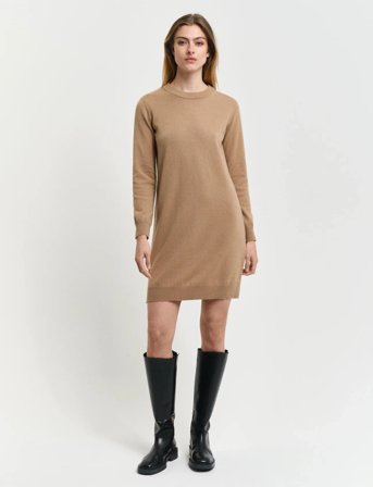 GANT Superfine Lambswool Dress - Brown - XL