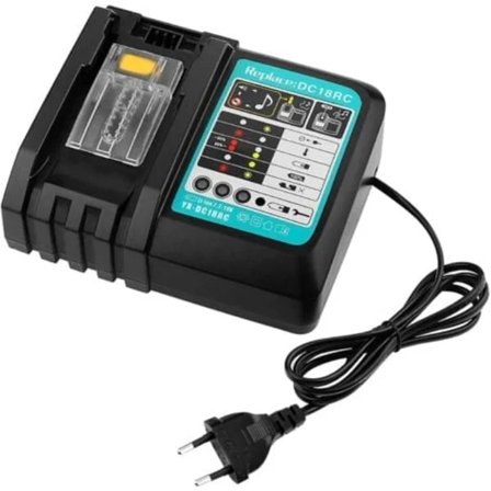 (pow yeah!) TS-Erstatningsoplader DC18RC Hurtigoplader med LED-skærm Batterier 14,4 V og 18 V Oplader Værktøjsbatterier 3A til Makita (EU-stik)