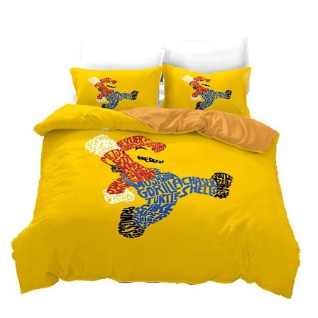 Mario 3# Hemtextilier Mario Quilt Cover Digitaltryckning Trestegsset 3d