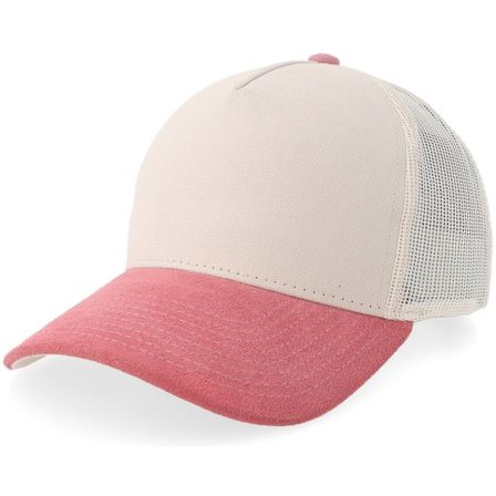 Equip - Beige trucker Keps - Beige Canvas/Pastel Pink Suede A-frame Trucker @ Hatstore