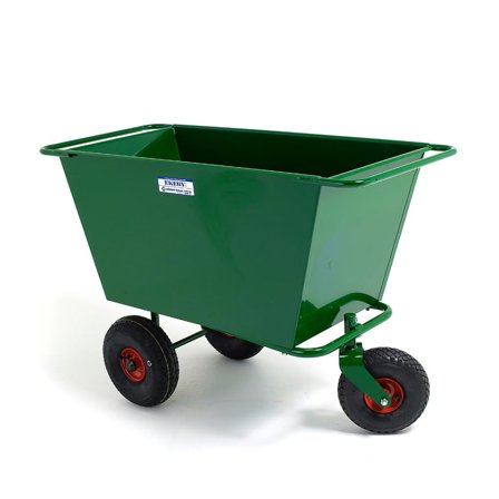 Søppel og avfallsvogn, Grønn, 200 liter, luft gummihjul