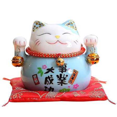 Lykke Katt Ornamenter Sparegris Keramisk Lykke Katt Blå