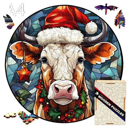 Puiset lelut Montessori Lumimies Joulu Hirvi Puinen Palapeli Puulaatikolla 3D Palapelit Aikuisille Koulutuksellinen