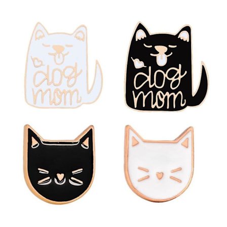 4 kpl Piirretty Kissa Rintaneula Pin-Merkit Söpö Koiran Äiti Sähköinen Rintaneula Pin Musta Valkoinen Kissa Rintataskun Pin Lahja