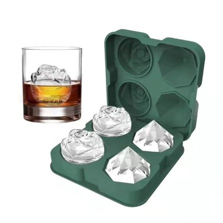 Silikon 4 Grids Ice Cube Form Rose Silikon Ice Form Tray Tool Grön