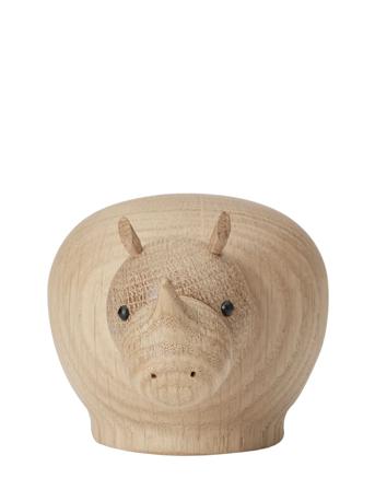 Rina Rhinoceros Home Decoration Decorative Accessories/details Wooden Figures Beige WOUD