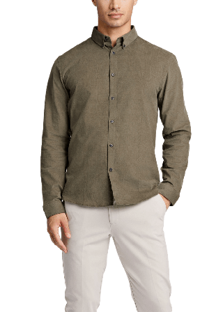 Lindbergh Fine Corduroy Shirt L/S Skjortor Herr Grön XL