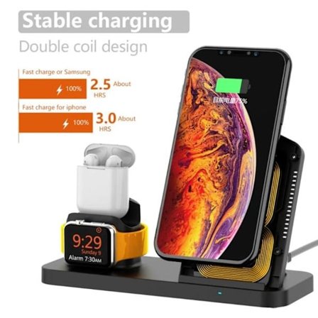 3-IN-1 TRÅDLÖS LADDARE DOCKING STATION