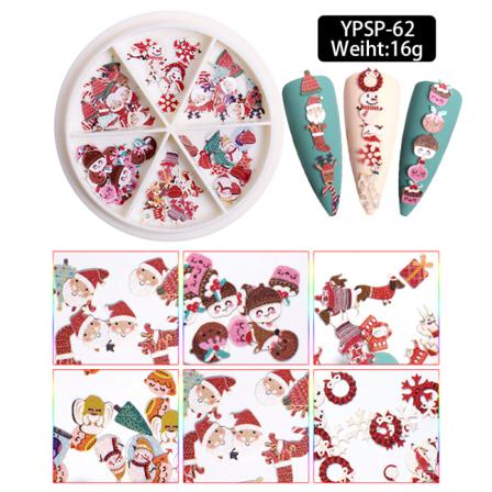 6 Grids Christmas Snowflakes Nail Sequins Halloween Slices 3d N