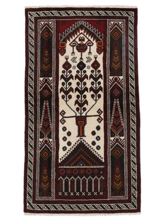 Belutsch Teppich 99X182 Schwarz/Braun Wolle, Persien/Iran