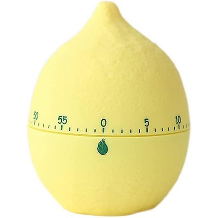 Fruktkaksklocka, manuell kökstimer, rolig form mekanisk timer för kökslarm, skrivbordsdekoration (citron)
