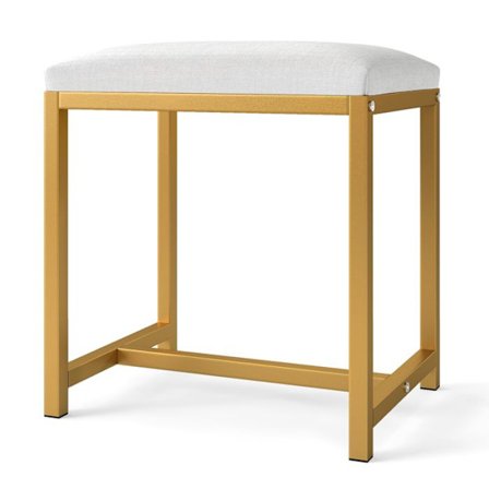 COSTWAY Meikkipöydän Jakkara Pehmeällä Verhoillulla Istuimella ja Modernilla Kultaisella Metallijalkaisella Maksimi Kuormitus 150 KG Moderni