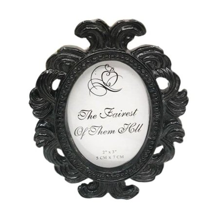 Vintage billedram Ovalformede barok fotorammer Bordplade billedskærmsstativ til hjemmekontor soveværelse Sort