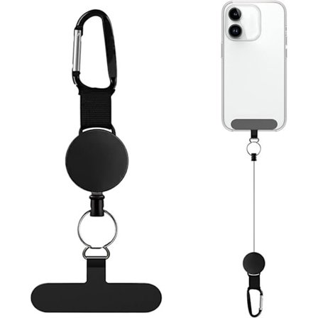 Smartphone sikkerhedsline 2-pak – tyverisikret mobilholder med karabinhage og stålwire – teleskopisk telefonsnor