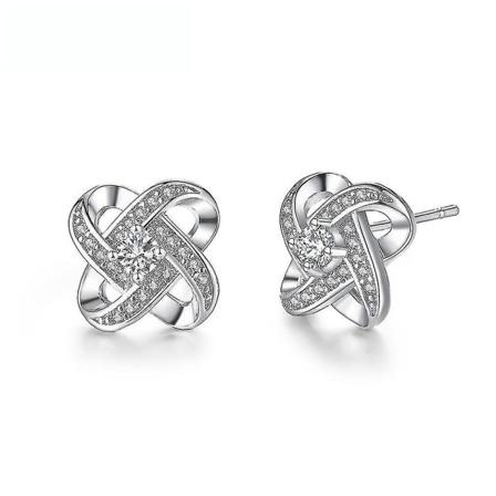 korvanapit Diamond Embedded Lucky Pyörivä Micro Uudet leikkaus hopeakorvakorut näyttelyyn