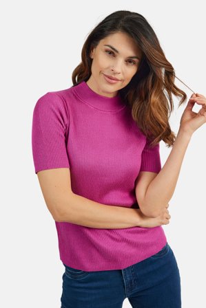 SIGNATURE - Kortærmet Strik - Fuchsia Pink