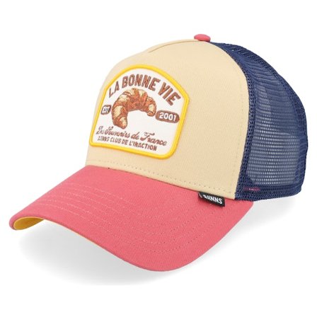 Djinns - Beige Trucker Cap - La Bonne Vie #2 Khaki/Red/Navy A-Frame Trucker @ Hatstore