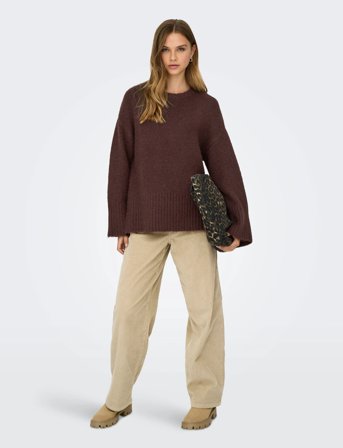 ONLY Onlmaggie Life Ls Loose O-Neck Cc Knt - Brown - XL