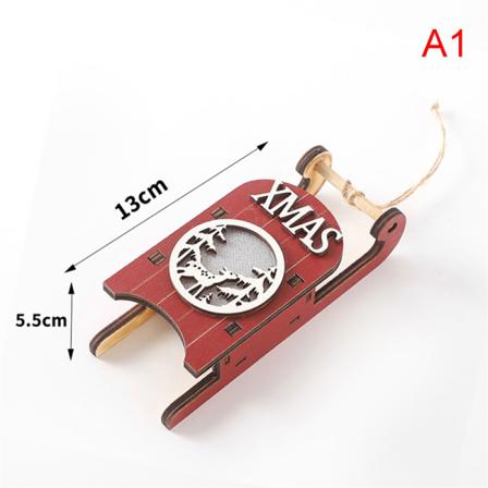 Wood Sledge Craft Statyett Desktop Bord Ornament Christmas Off