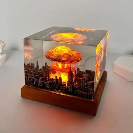 Svampmoln Kärnvapenexplosion Resin Flamlös 3d Nattljus, Atombomb Modell Atmosfärlampa Hembordsdekoration Julgåvor