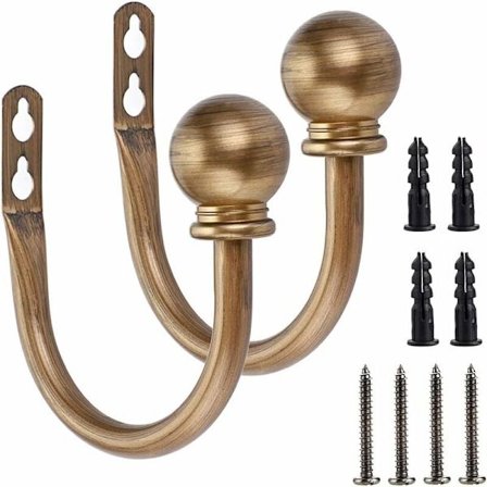 Gardinkrog, Let Metal Retro Stil Vægmonteret Kabelbinder Tilbage Vægkrog Tofs Gardinramme (Rød Bronze)