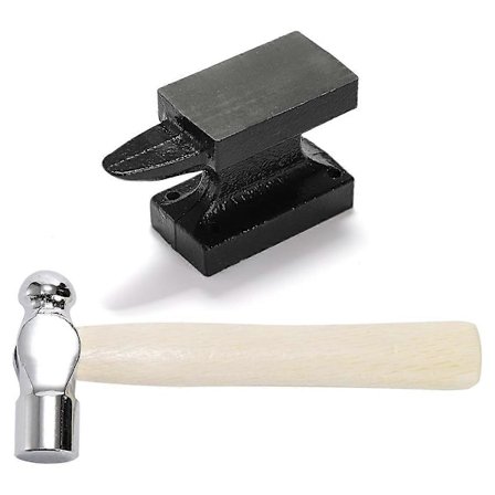 0,5 kg Litet Hornstäd Ambossbänk med Metallstämpelhammare för Smyckestillverkning & Reparation, Gjuten