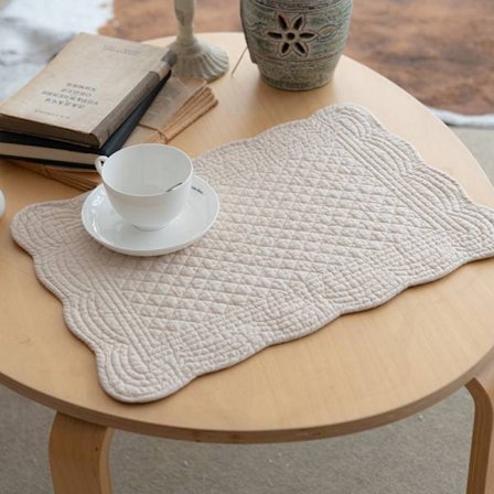 Vatterte spisebrikker, sett med 1 vaskbar - 30x46 cm rektangulære spisebrikker for kjøkkenbord - rektangulære bordmatter i bomullsstoff