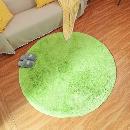 Moderne stuegulvteppe, supermykt rundt soveromsteppe, fluffy fløyel, fluffy innendørs teppe, myk lang hår dekorativ stol pute sofa pute (grønn, 10