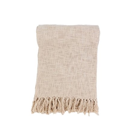 Koristeellinen beige huopa 130x170cm kangas