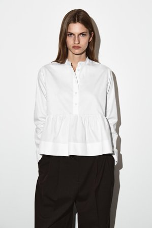 COS Women's Peplum Cotton Shirt in White