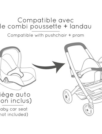 Smoby Smoby 3-In-1 Doll Stroller, Pink - Pink - ONE SIZE