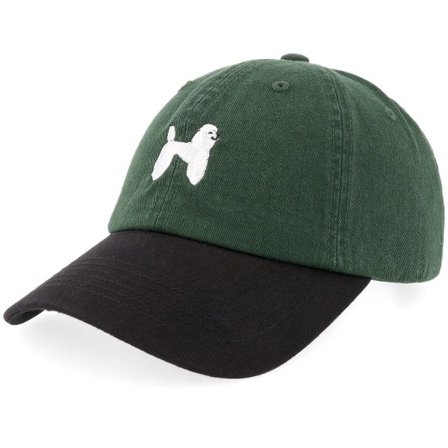 Iconic - Grön unconstructed Keps - Poodle Dog Stone Washed Dark Green/Black Dad Cap @ Hatstore