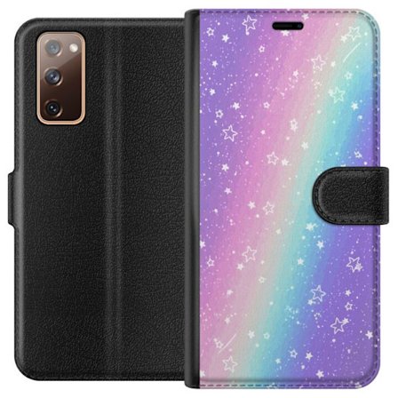 Kompatibel Tegnebogsetui til Samsung Galaxy S20 FE Rainbow-farvet pastelbaggrund med hvide stjerner og glitrende prikker i blød overgang