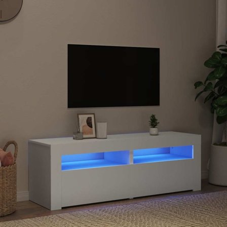 vidaXL TV-bänk med LED-belysning vit 120x35x40 cm