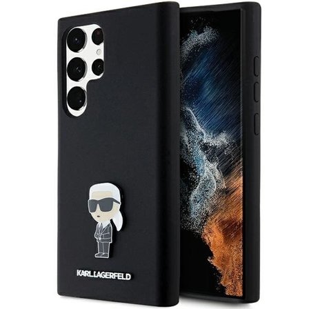 Karl Lagerfeld Silikon Ikonik Metal Pin-etui for Samsung Galaxy S24 Ultra - svart