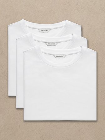 John Henric Men's 3er-Pack Weiß Slim Fit Lightweight T-Shirt Size S