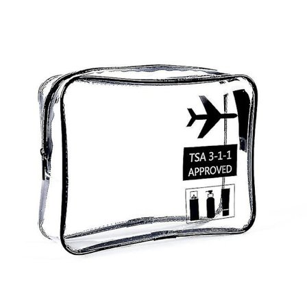 Gennemsigtig toilettaske - 2 gennemsigtige flyposer - toilettaske til væsker - unisex gennemsigtig toilettaske, sort