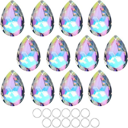 12 Stk. 50 mm Krystalprismer Lysekrone Farverige Bauhinia Ornament Vedhæng Regnbueproducent Hængende Prismer til Bryllupsfest Træguirlander Dekoration