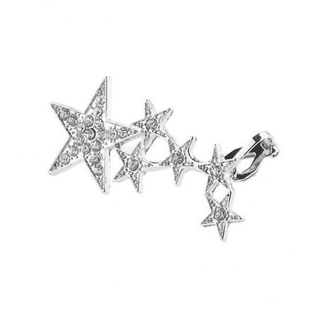 8x1pc Shiny Crystal Women Stars Höger Öra Clip Clamp Örhängen Öronmanschett Silver