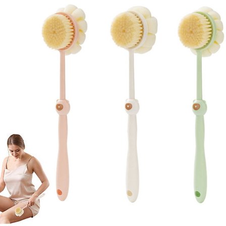 Badebørste - 3 stk. - Dobbeltsidet - Brusebørste - Rygbørste - Hudbørste - Kropsbørste - Hudbørste - Tørbørste - Lotion påføringshjælp - Lotion