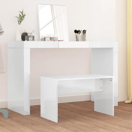 Vidaxl Sminkpall Vit Högglans 70x35x45 Cm Konstruerat Trä Vit