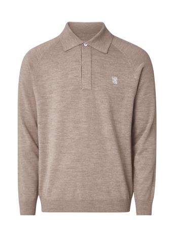 Don Merino Rugby Polo Sweater Tops Knitwear Long Sleeve Knitted Polos Beige Lexington Clothing
