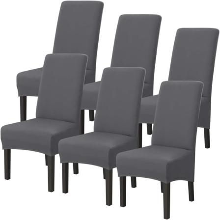 Ruokailutuolin Slipcover Joustotuolien cover korkea selkä Irrotettavat ja pestävät tuolinpäälliset Hotel Decorille Wedding Grey 6 kpl