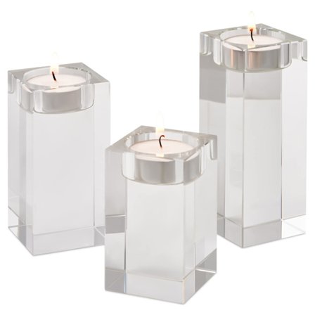 Krystall lysestake sett - for spisebord, hjemmetilbehør, bryllupsdekorasjoner - for stearinlys, middagsbelysning - 3-pakning